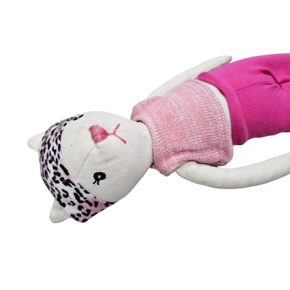 Anthropologie Cat Doll Woven Knit With Pink Outfit Leopard Print Headband 18" - Picture 6 of 10